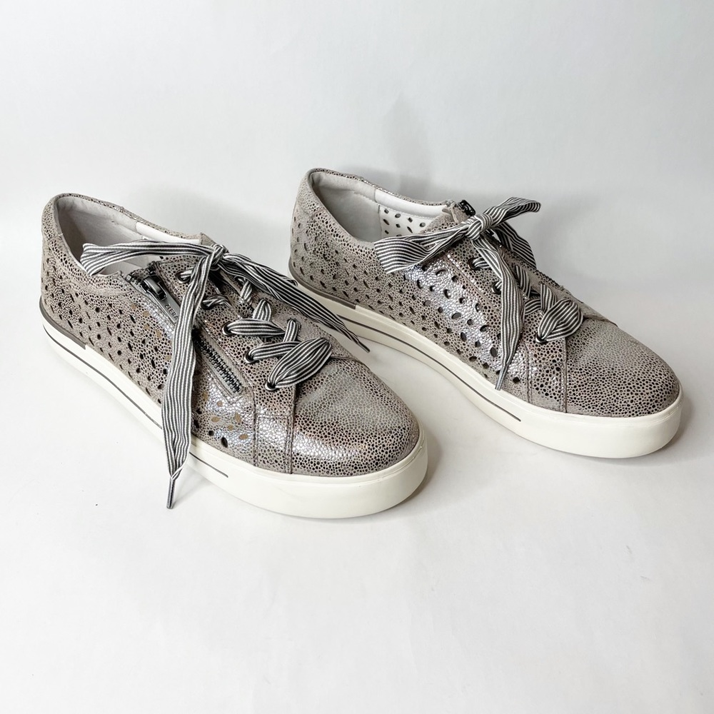 Ziera Ayleen-W Pewter Speckle Leather Zip Front Sneakers
